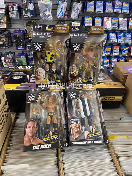 WWE Elite Wrestlemania Set of 4 Hollywood Hogan Rock Dusty Macho Mean Gene BAF
