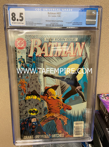 Batman #457 - DC 1990 CGC 8.5 1st App of Tim Drake as Robin. 2nd Print NEWSSTAND