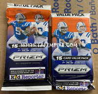 2023 Panini Prizm NFL Football 15 Card Jumbo Value Cello 2 Pack Lot, 30 Cards