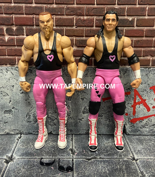 Mattel Wwe Elite Hart Foundation Bret Jim Neidhart w/sunglasses