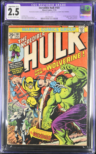 Incredible Hulk #181 CGC 2.5 1st Appearance of Wolverine restored grade